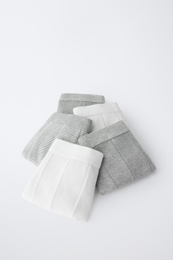 6-14 ANS / LOT DE CINQ BOXERS RIB - Écru / Chiné de Zara - Image 5