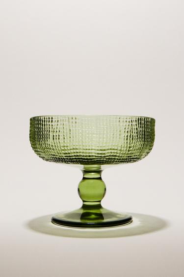 RAISED DESIGN GLASS ICE-CREAM CUP - Green by Zara