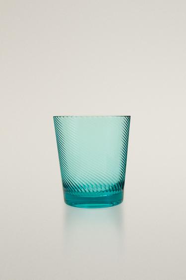 Zaras GLAS I AKRYL MED LINJÄR DESIGN - Turkos - Bild 0