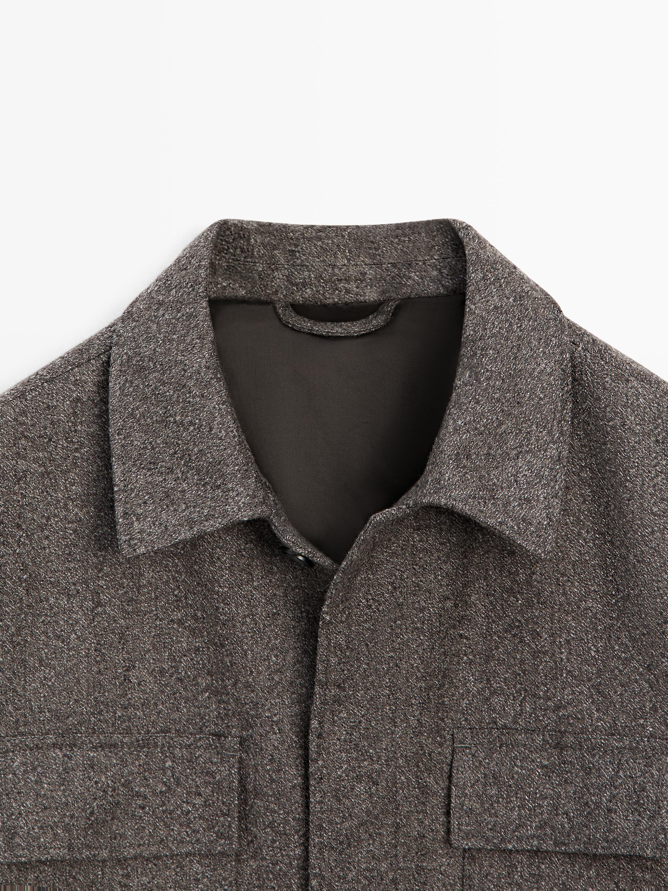 Herringbone wool blend cardigan