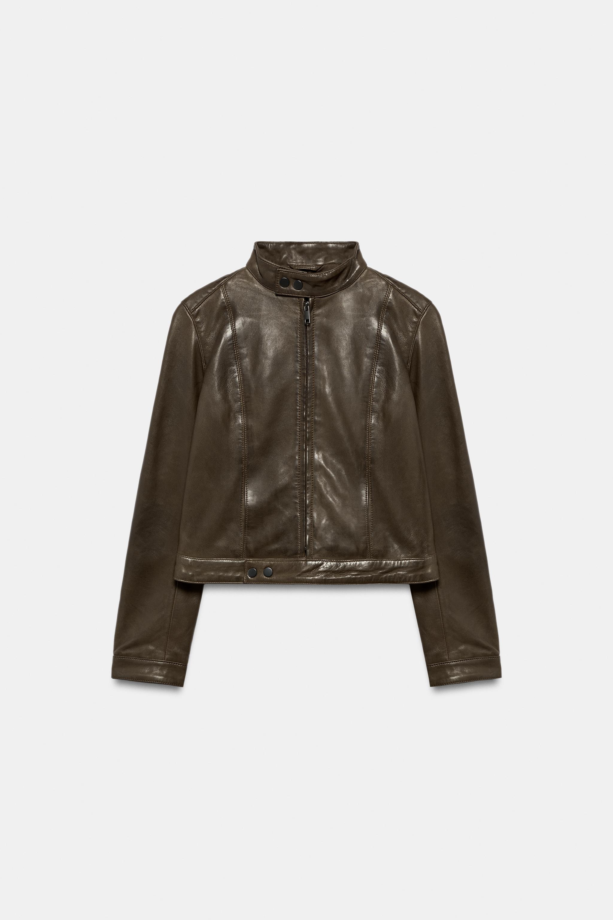 100% LEATHER ZIP-UP JACKET