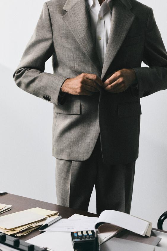 Zara WOOL-BLEND REGULAR FIT SUIT PANTS - Aquamarine - Image 0