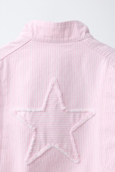 BLOUSON EN SERGÉ À RAYURES - Rose / Blanc de Zara - Image 7