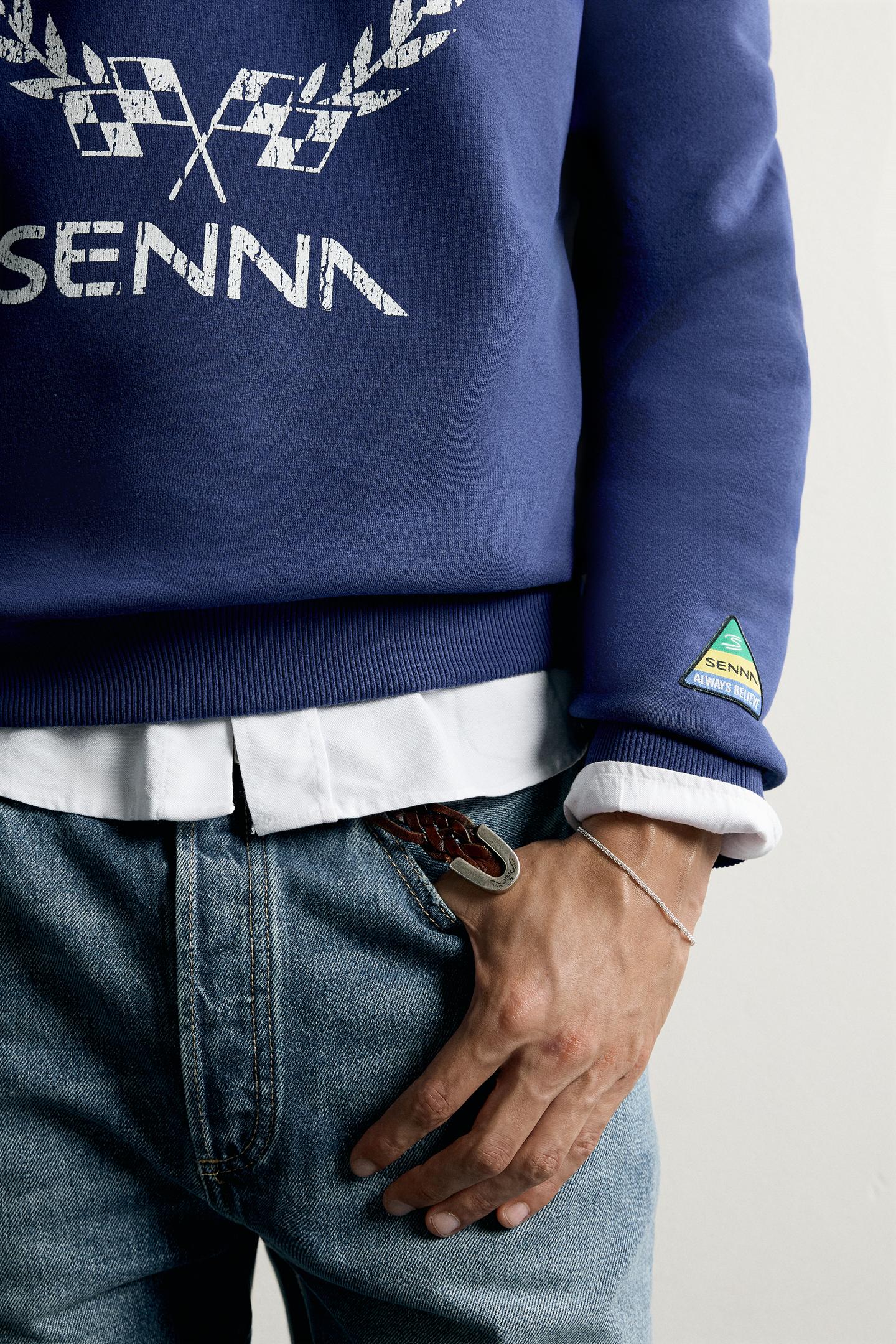 Мужская толстовка Zara Ayrton Senna © Senna Brands Graphic, цвет: Голубоватый — фото 6