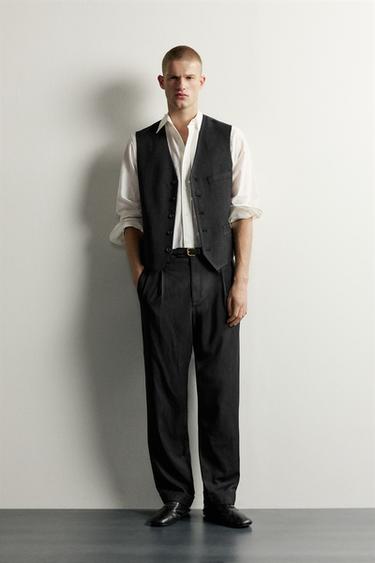 STRIPED SUIT WAISTCOAT - Black by Zara