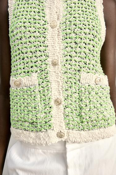 STRUCTURED KNIT VEST - Green by Zara - Image 3