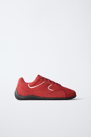 LEATHER TRAINERS - Red by Zara - Image 0