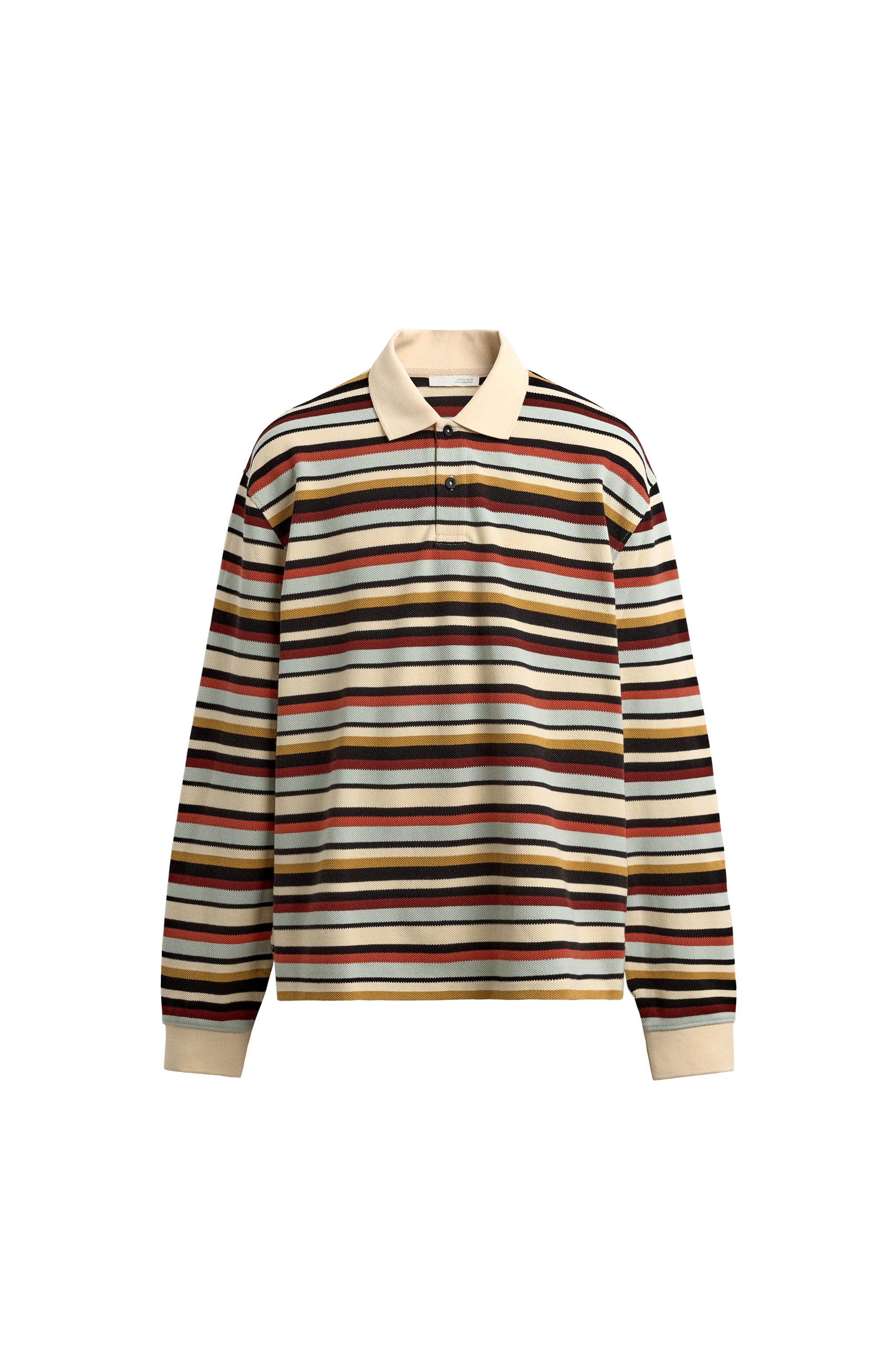 STRIPED TEXTURED POLO SHIRT - Sea green | ZARA South Africa