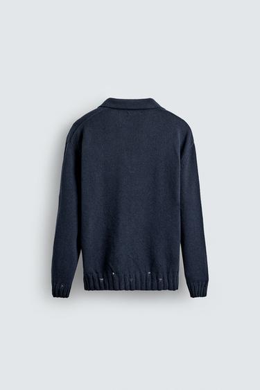 DISTRESSED KNIT POLO SHIRT - Indigo by Zara - Image 8