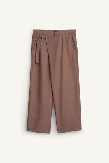 بنطلون متصالب فيت مريح - رمادي داكن الخاص بـ Zara