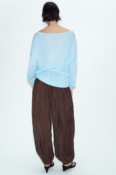 PANTALON BOUFFANT À TAILLE ÉLASTIQUE - Marron de Zara - Image 2