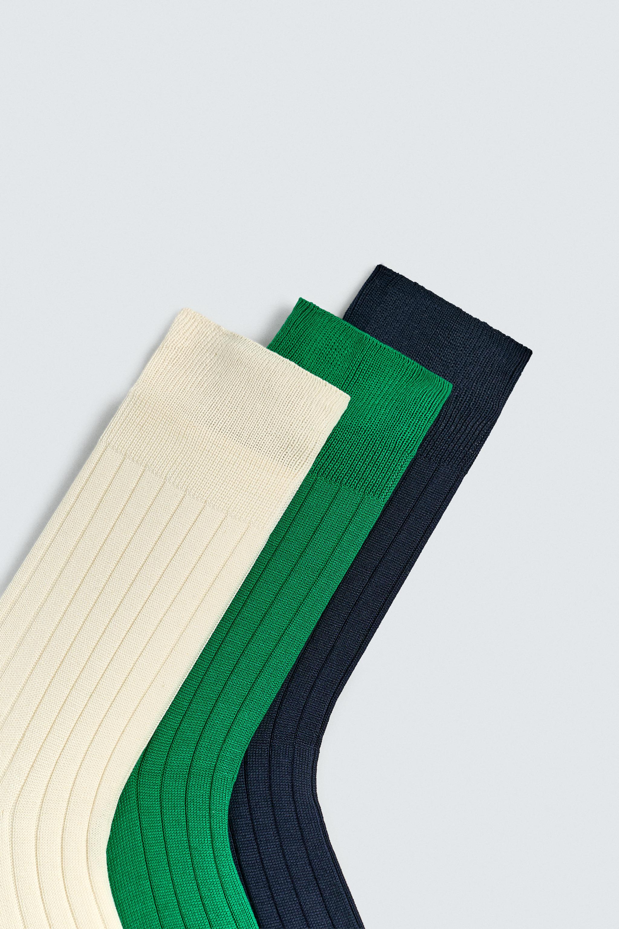 THREE-PACK OF MERCERIZED RIB SOCKS