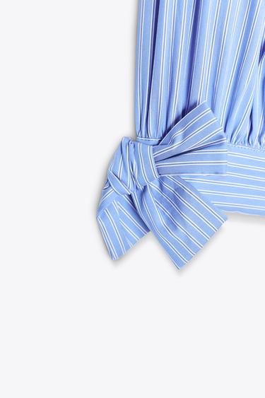 POPLIN SHIRT WITH TIES - Blue/White by Zara - Image 2