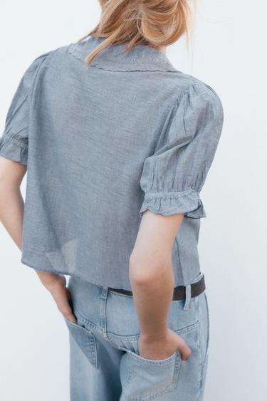 FLORAL EMBROIDERED SHIRT - Blue / Grey by Zara - Image 2