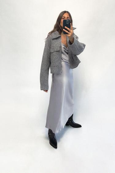 BOUCLÉ CROPPED JACKET - Grey by Zara - Image 0