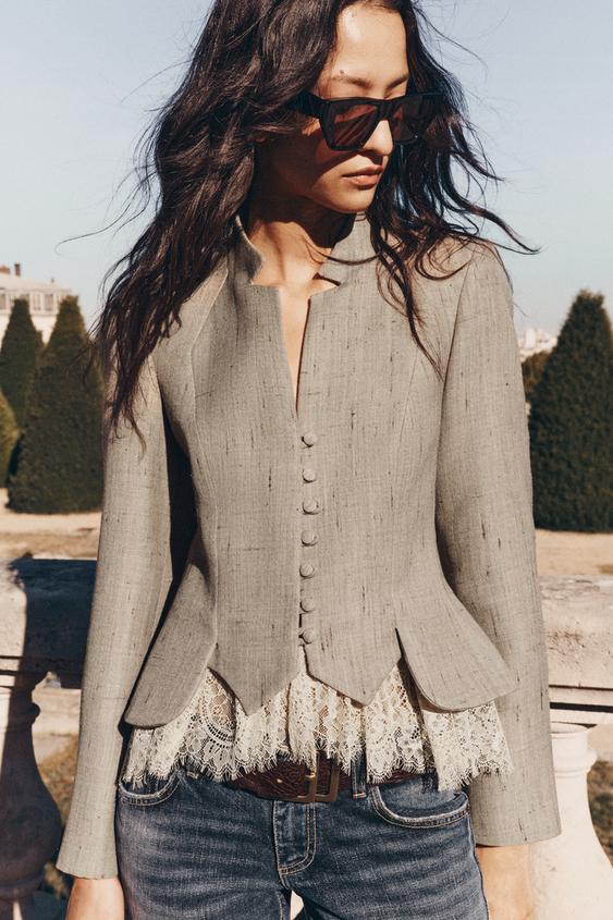 BLAZER COMBINÉE AVEC LAINE ZW COLLECTION - Beige de Zara - Image 1