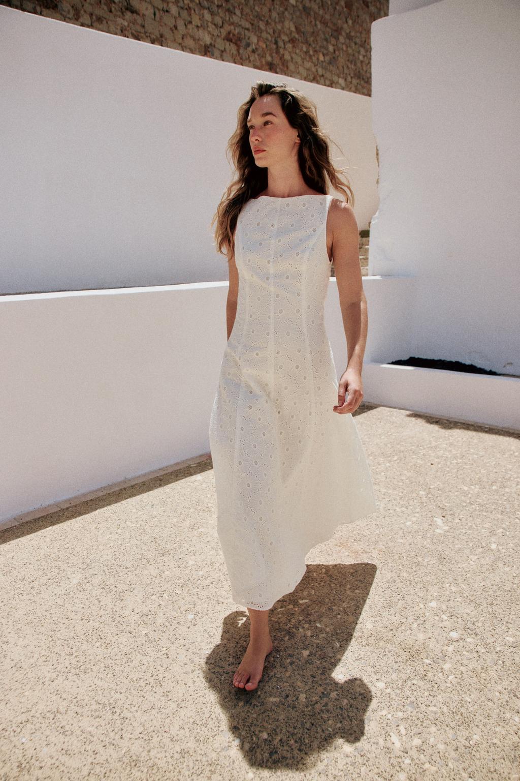 Embroidered Eyelet Midi Dress