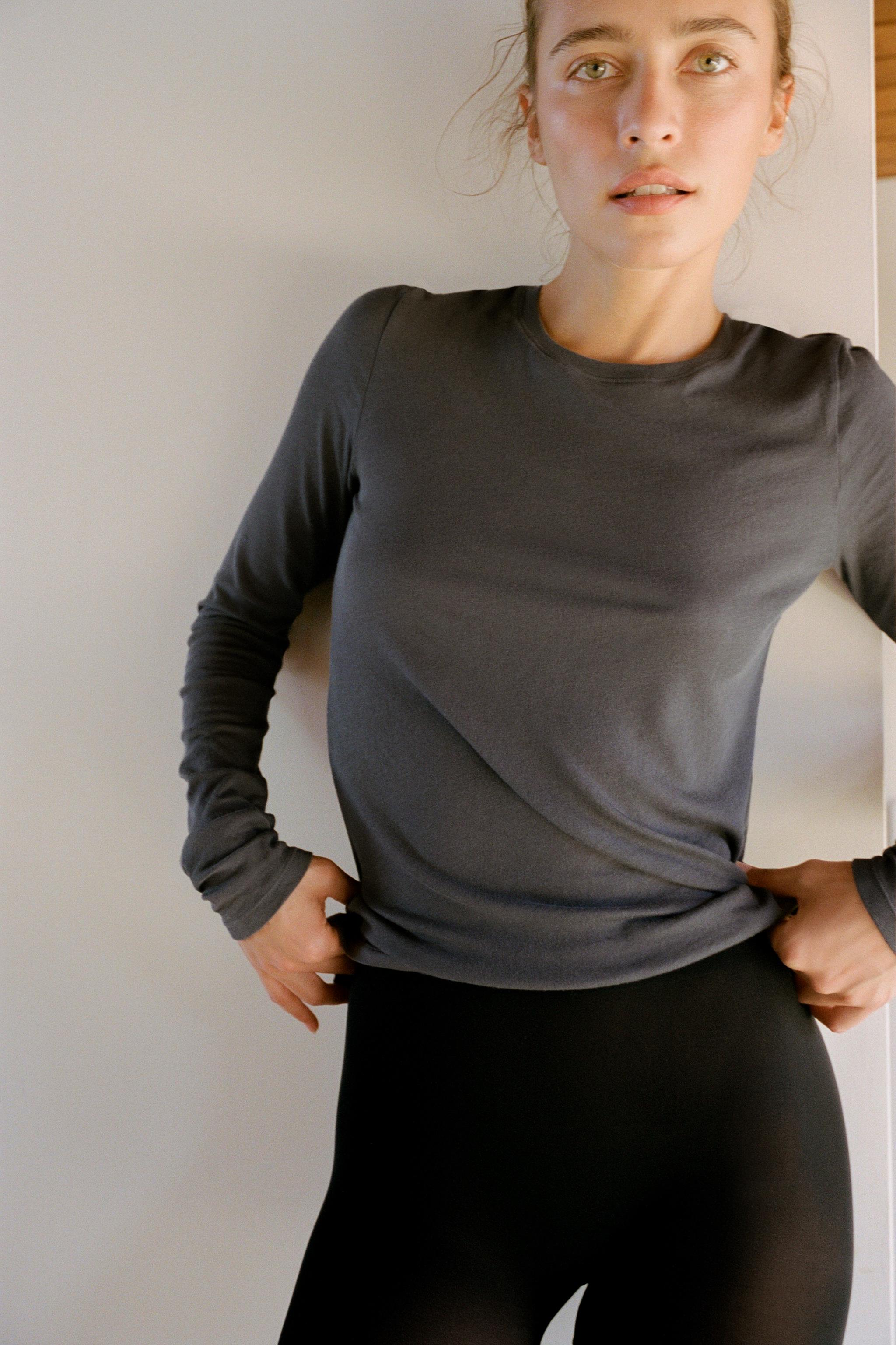 Zara MODAL İPEK UZUN KOLLU T-SHIRT görsel 3