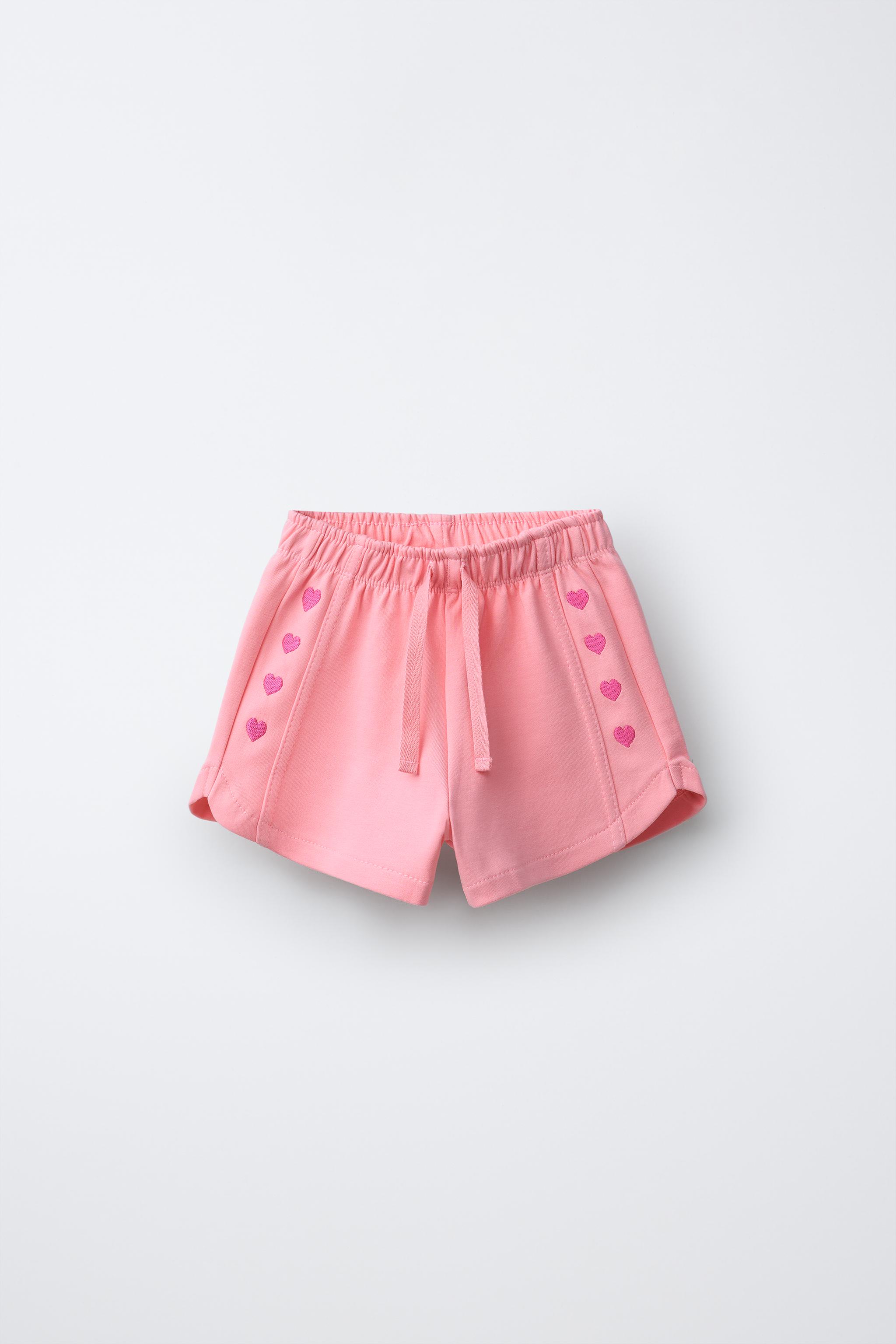 EMBROIDERED HEART INTERLOCK PLUSH BERMUDA SHORTS - Mauve | ZARA
