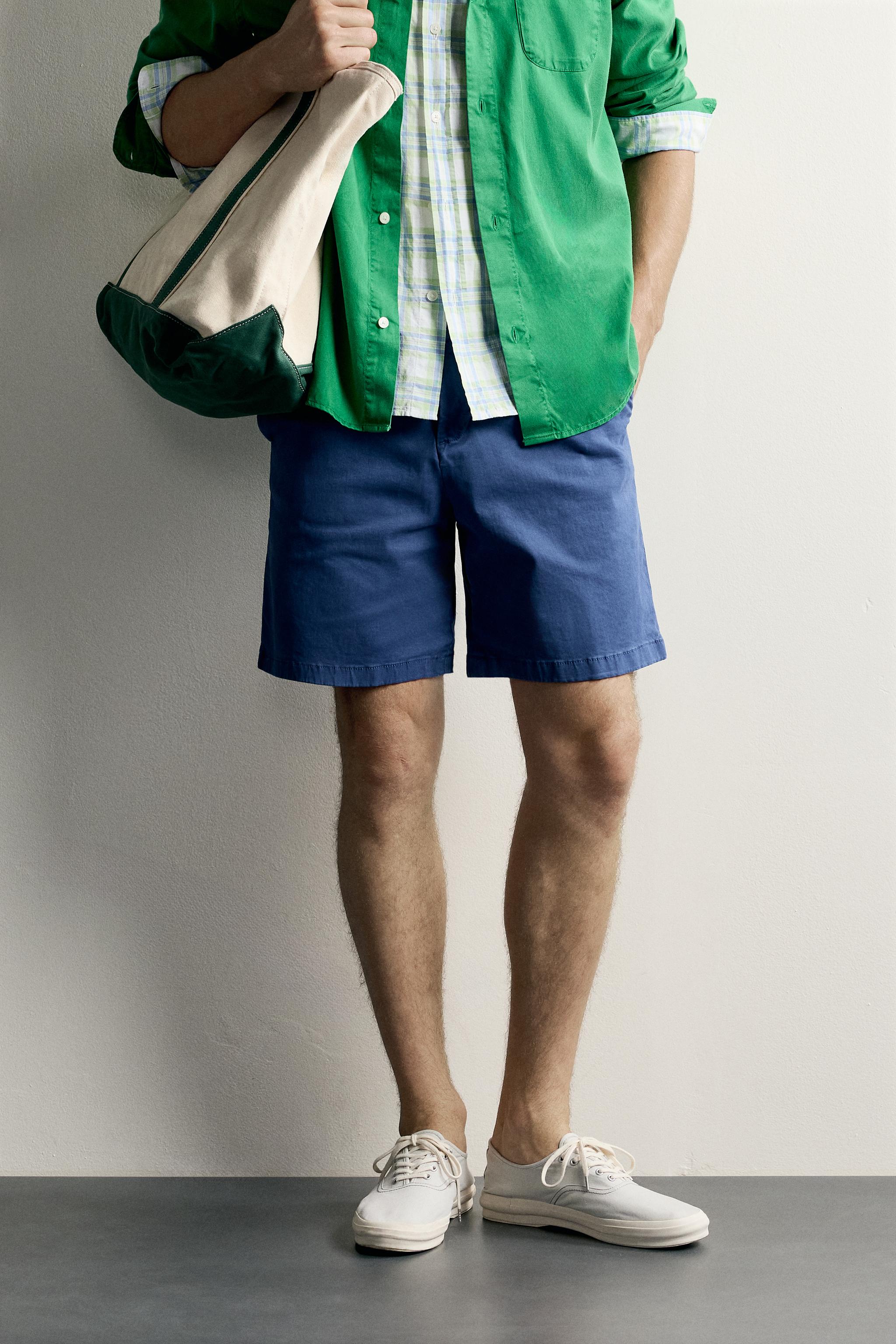 REGULAR FIT CHINO BERMUDA SHORTS — Faded blue