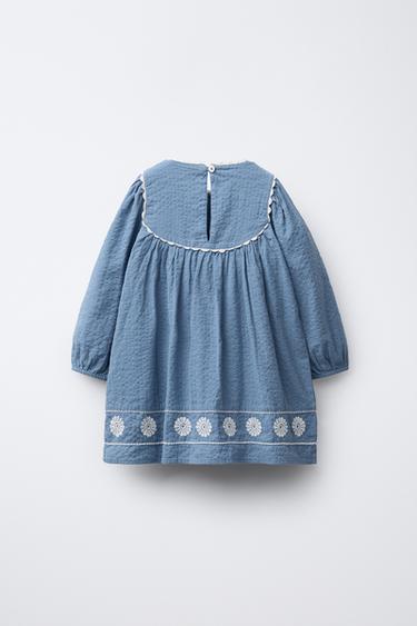 EMBROIDERED FLORAL DRESS - Blue by Zara - Image 1