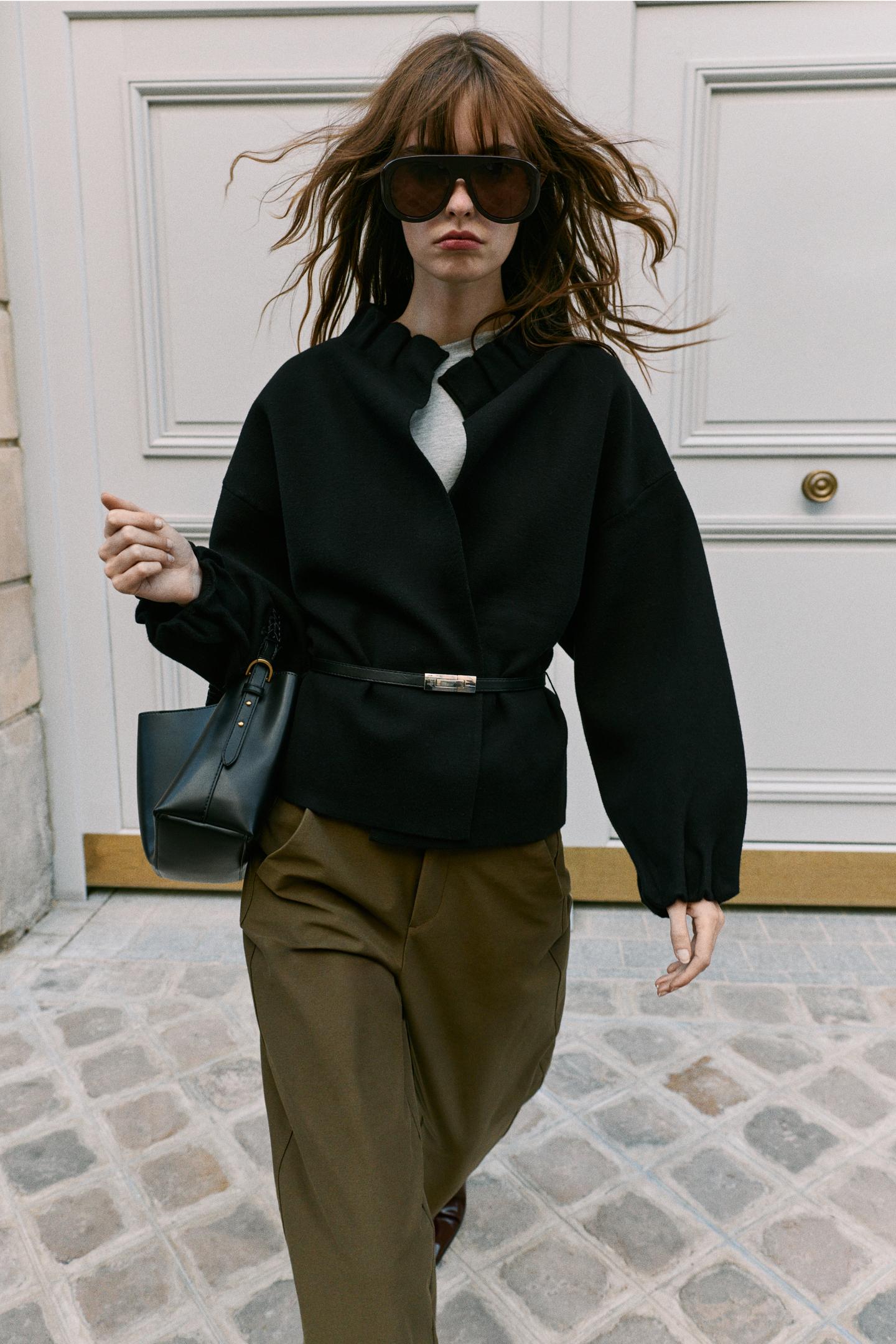 Женская сумка Zara Braided-Handle Handbag, цвет: Чёрный — фото 1