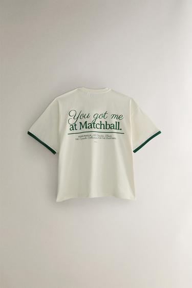 COTTON TENNIS T-SHIRT - Ecru / Green by Zara - Image 4