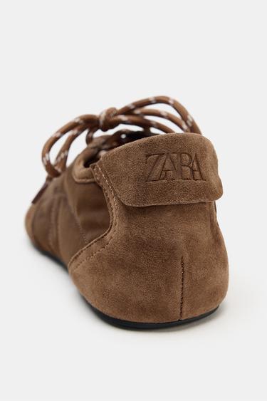 COMBINED BALLET FLATS - Brown by Zara - Image 4