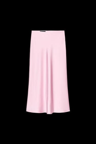 SATIN MIDI SKIRT - Pink / Mauve by Zara - Image 0