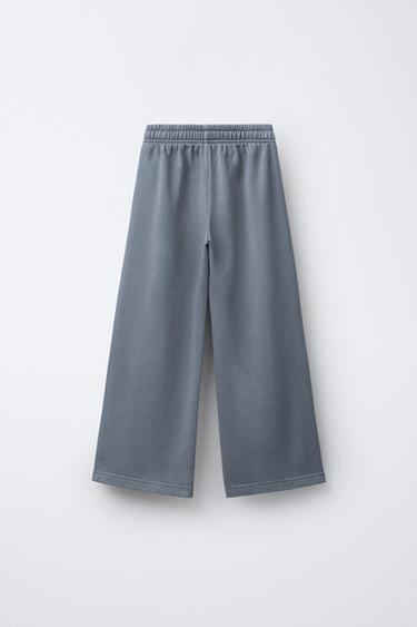 WASHED-EFFECT WIDE-LEG TROUSERS - Light blue by Zara - Image 1