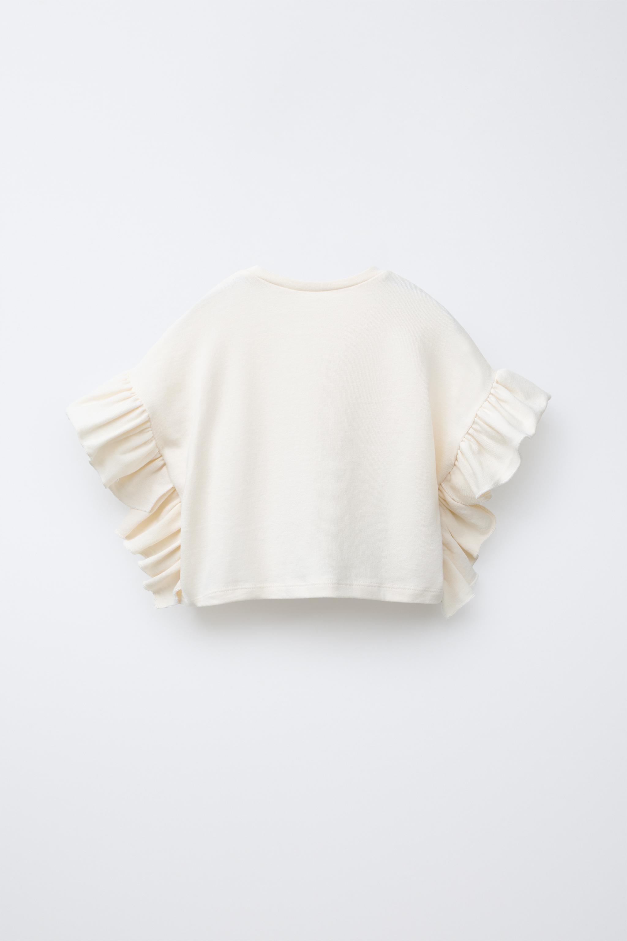 RUFFLE T-SHIRT - Light beige | ZARA Canada