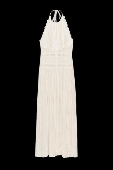 Zara ZW COLLECTION LACE MIDI DRESS - Ecru