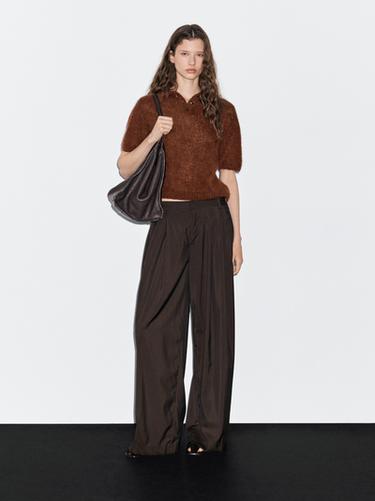 Jersey polo punto mezcla alpaca - Teja de Zara