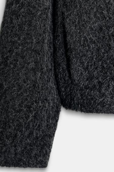 SHORT BOUCLÉ COAT WITH SCARF - Dark grey by Zara - Image 9