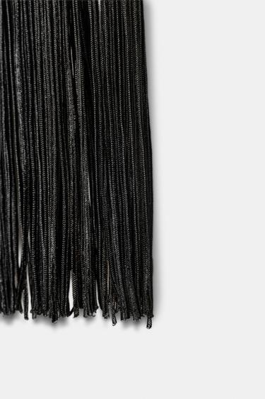 STRETCH LONG DRESS WITH FRINGING - Black by Zara - Image 10