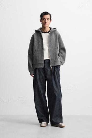 BRUSHED ZIP-UP HOODIE - Grey by Zara - Image 0