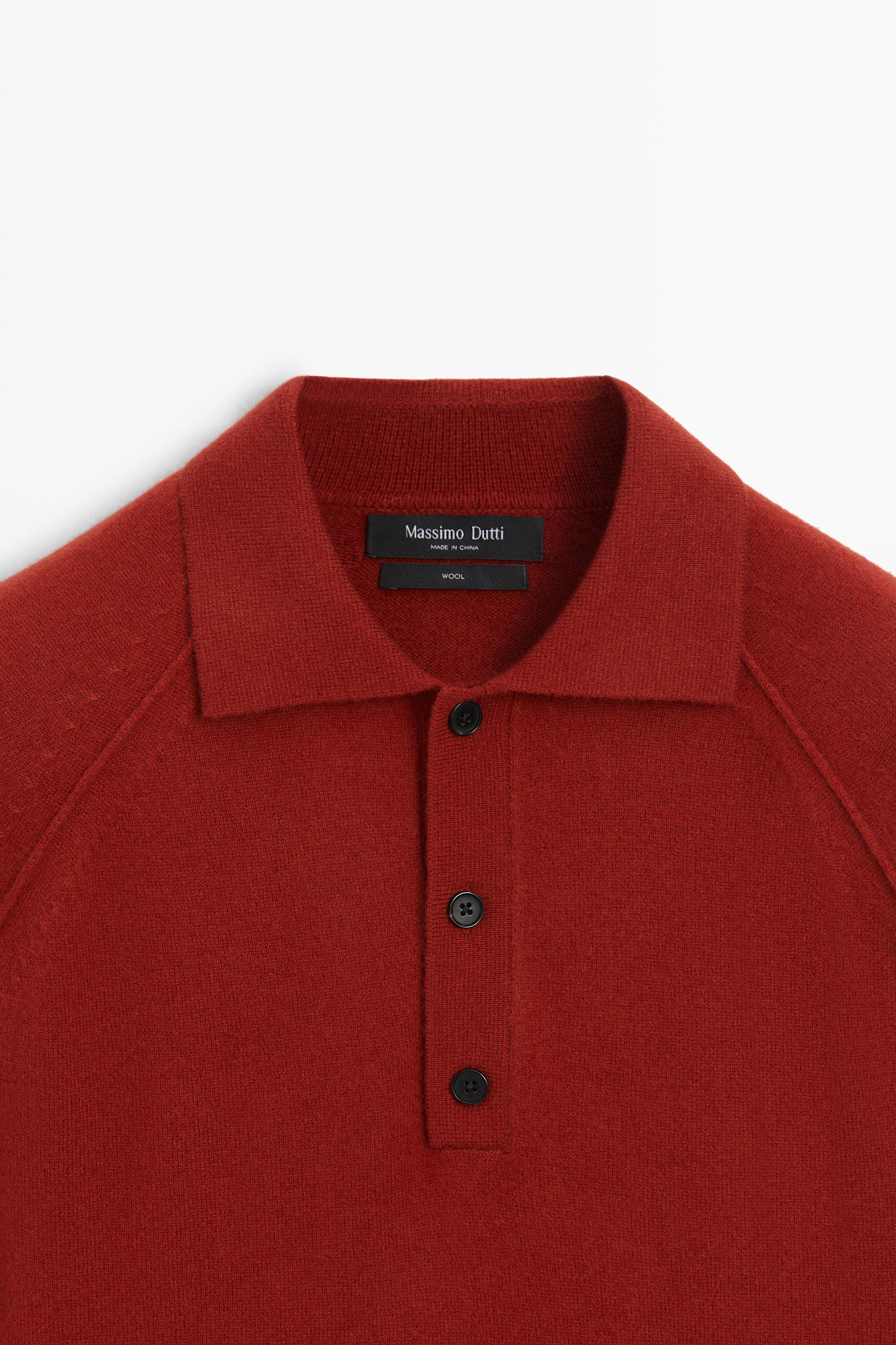 100% wool knit polo sweater