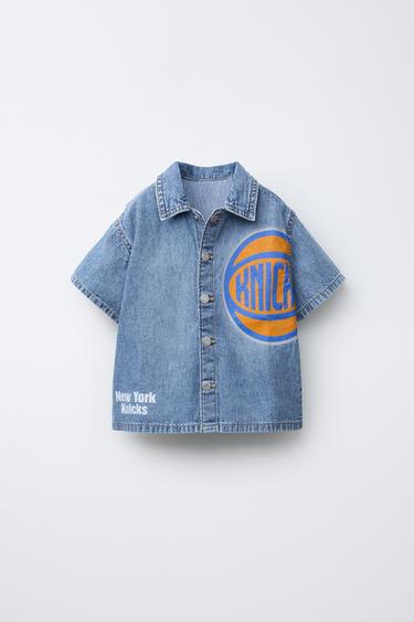 Zara NBA NEW YORK KNICKS DENIM SHIRT - Light blue