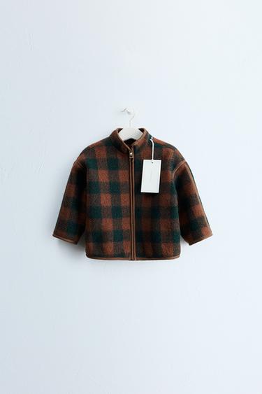 ZARA TIMELESS - WOOL-BLEND PLAID JACKET — Tobacco 1