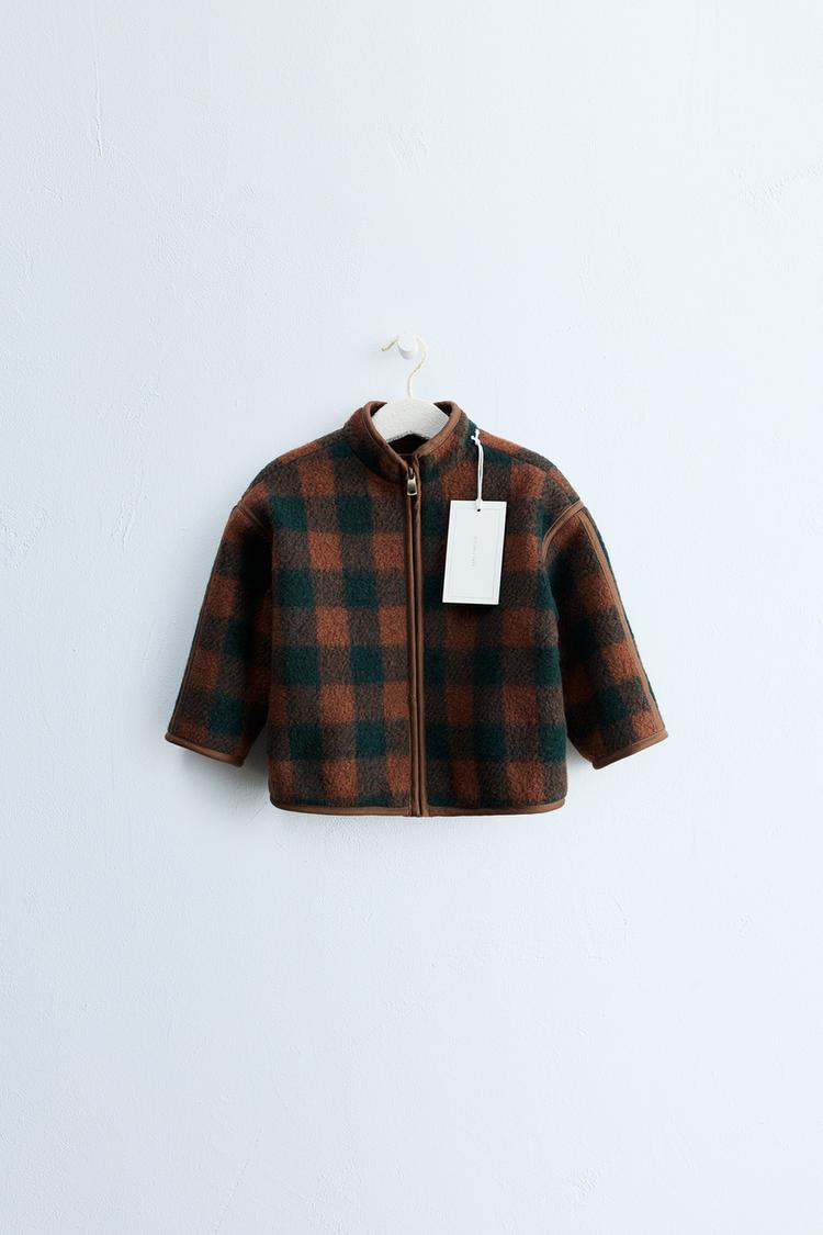 ZARA TIMELESS - WOOL-BLEND PLAID JACKET — Tobacco