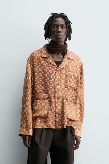 100% SILK PRINTED SHIRT LIMITED EDITION - Brick by Zara