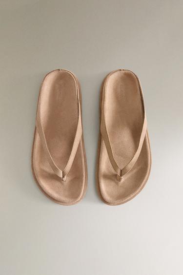SANDALES PLATES CUIR - Beige de Zara - Image 2