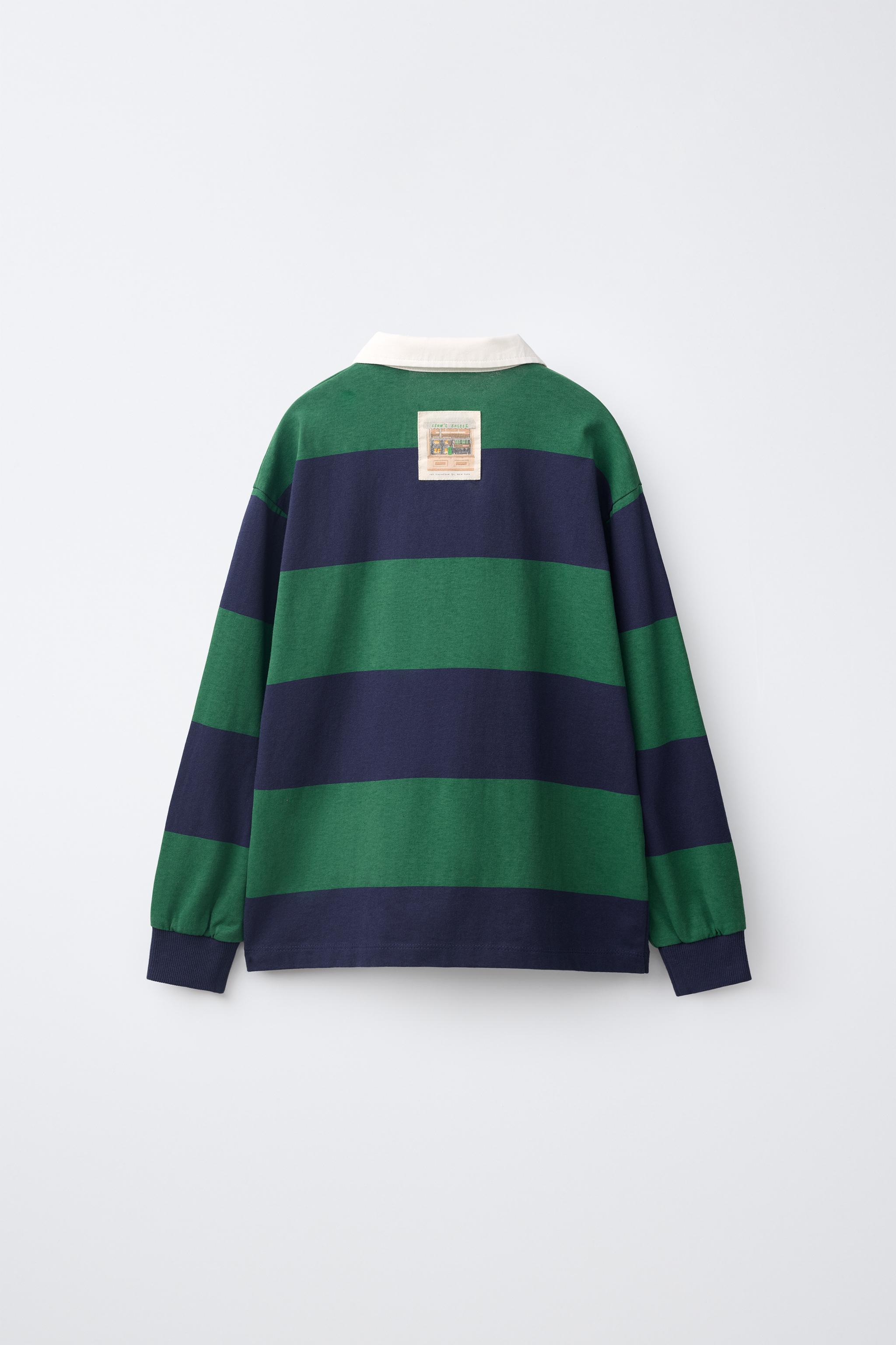 LEON'S BAGELS ® STRIPED POLO SHIRT — Green