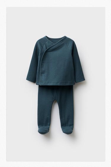 TEXTURED T-SHIRT AND LEGGINGS SET - Petrol blue by Zara