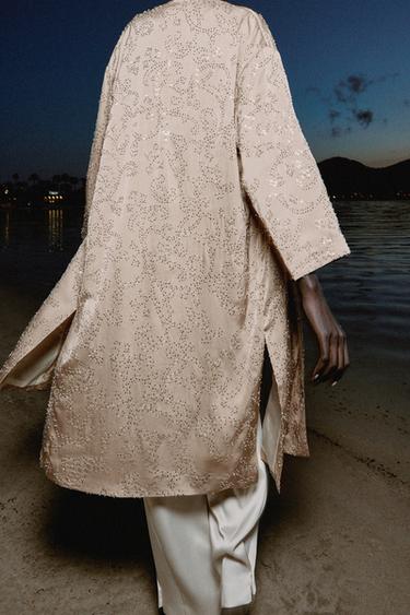 KIMONO PAILLETTES - Gris taupe de Zara - Image 5