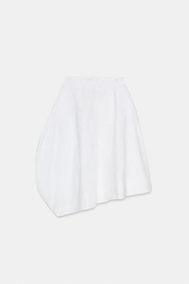 FALDA MIDI ASIMÉTRICA - Blanco de Zara