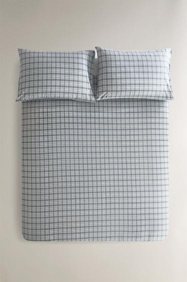 DYED THREAD CHECK COTTON DUVET COVER - Blue by Zara - Image 0