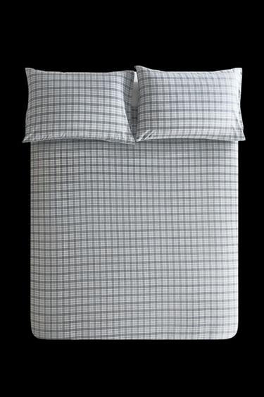 DYED THREAD CHECK COTTON DUVET COVER - Blue by Zara - Image 0