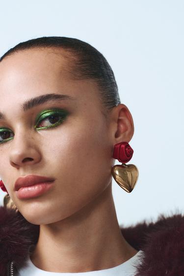 ROSE HEART EARRINGS - Golden by Zara - Image 0