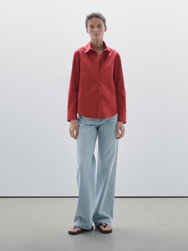 Zara 100% cotton long sleeve shirt - Raspberry